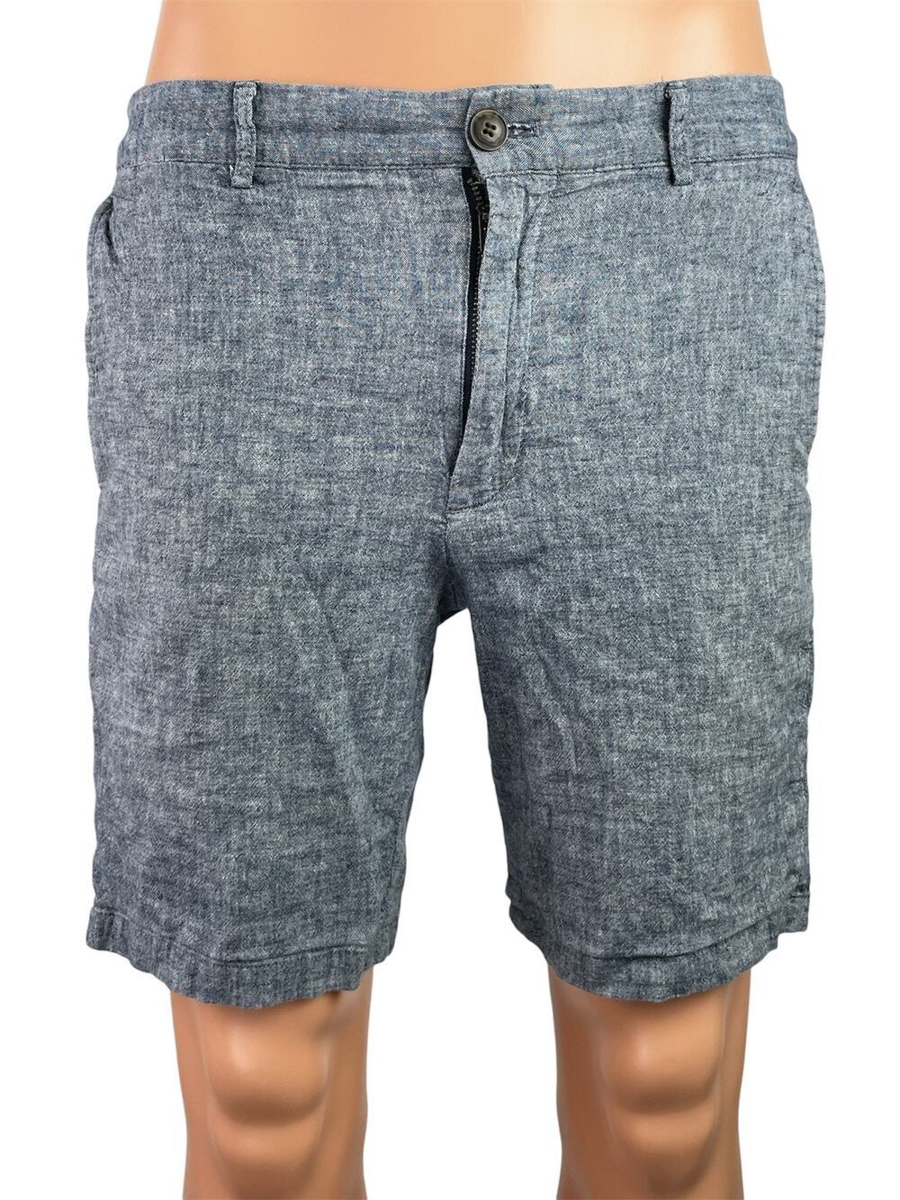 Club Monaco Maddox Fit Mens Gray Linen Blend Slim Straight Leg Chino Shorts 31